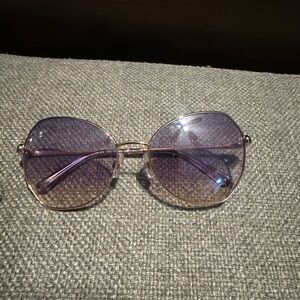 Swarovski Rose Gold Frame Sunglasses with Purple Gradient Lenses